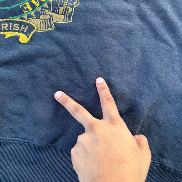 Vintage Notre Dame Fighting Irish Sweatshirt XL Home Team Advantage Navy Cotton - Picture 7 of 7